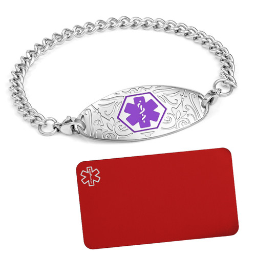 Lavender Floral Bracelet plus Engraved Wallet Card