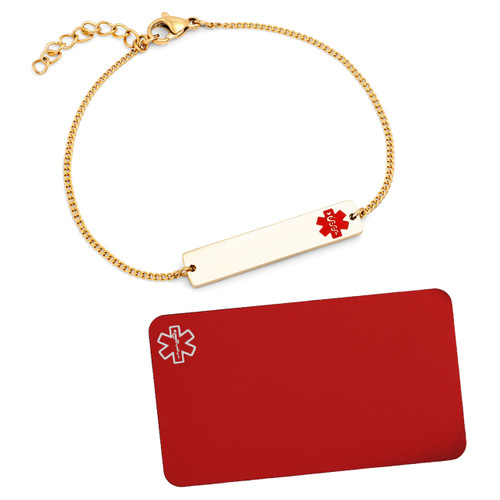 Gold Bar Medical Bracelet plus Engraved Wallet Card