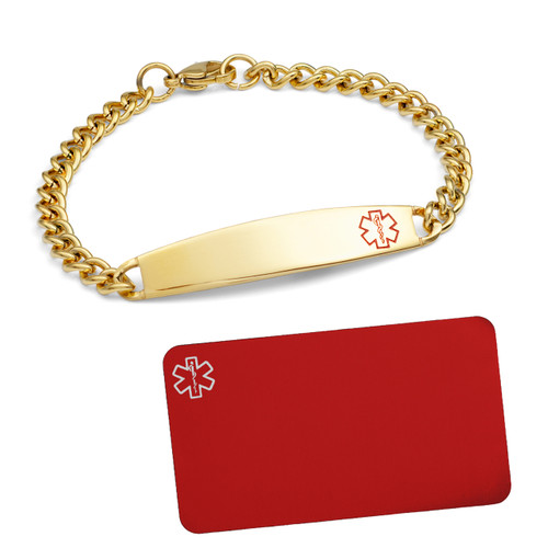 Stainless Steel Round Medical ID Charm with Wallet Card