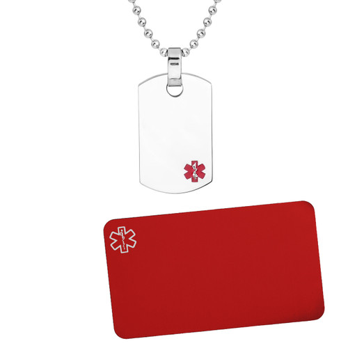 Medical Dog Tag Necklaces with Engravable Wallet Card
