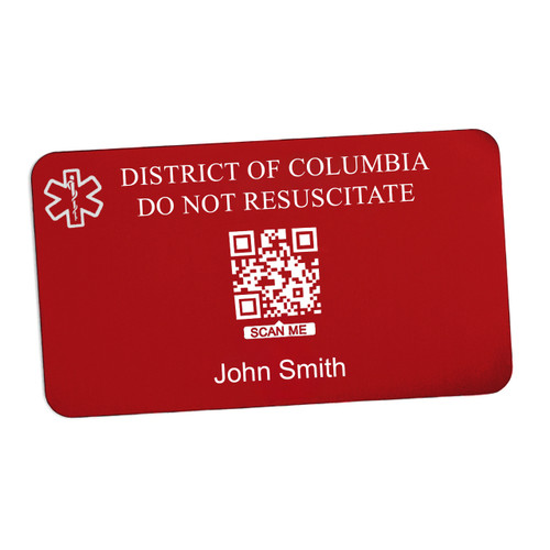 District of Columbia Aluminum QR Medical Wallet Card