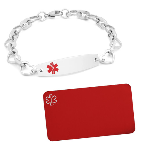 Heart Medical Bracelet plus Engraved Wallet Card