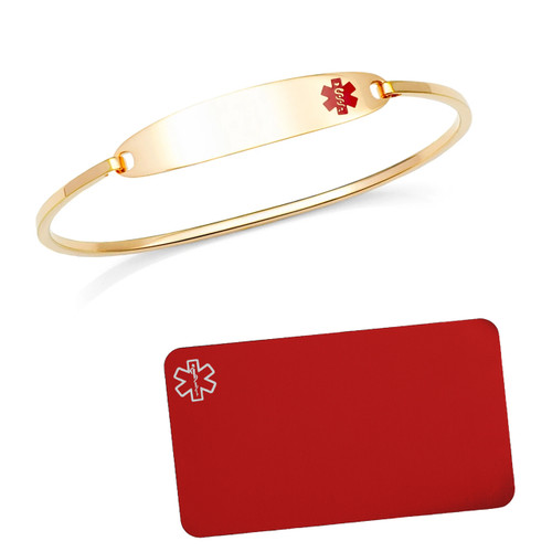 Gold Medical Bracelet plus Engraved Wallet Card