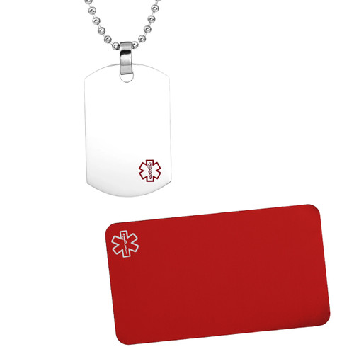 Medical Dog Tag Necklace plus Wallet Card