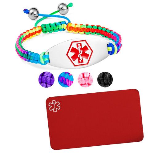 Macrame Medical Bracelet plus Engraved Wallet Card