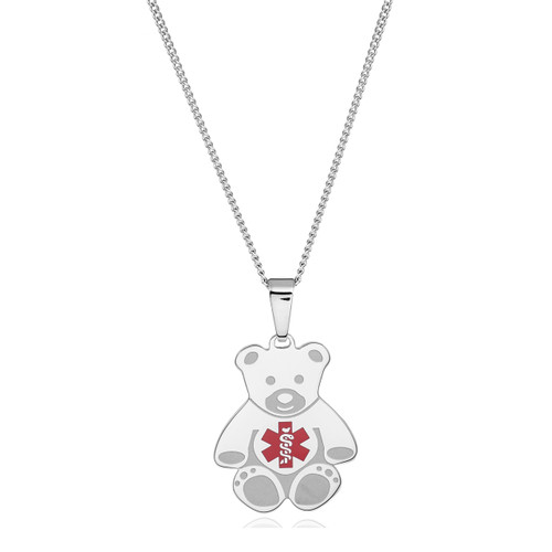 Teddy Bear Medical Kids ID Necklaces