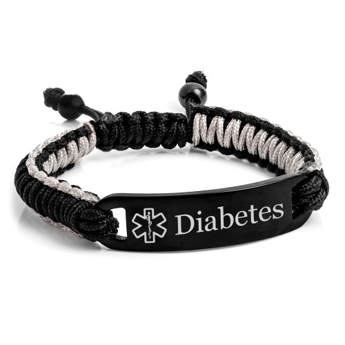 Black & Grey Macrame Diabetic Bracelet