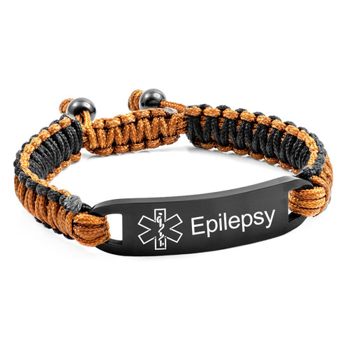 Chocolate and Black Drawstring Macrame Epilepsy Bracelet