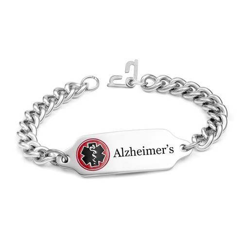 Women's Alzheimer's Bracelet 7 In with Safety Clasp