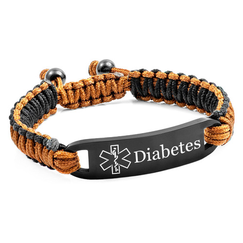 Adjustable Brown Black Diabetic Bracelet