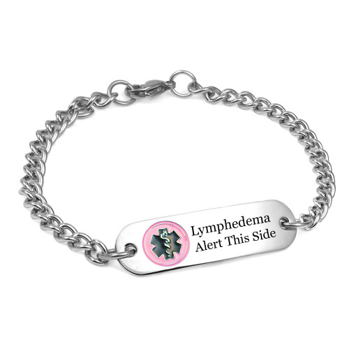 Lymphedema Bracelet with Pink Medical Emblem 7 Inch