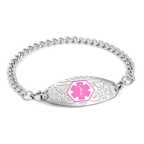 Pink Designer Tag Medical Alert Bracelet