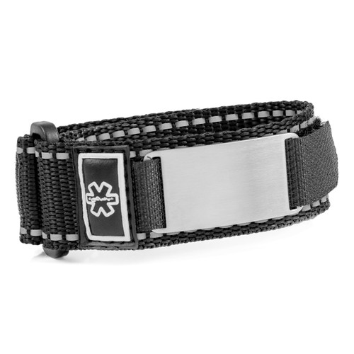 Adult Black Sports Strap Medical ID Bracelets