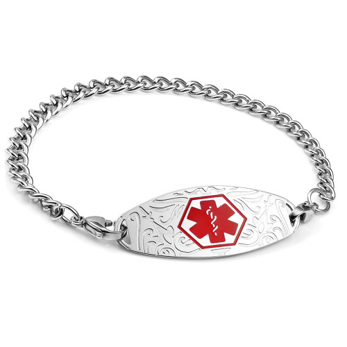 Red Designer Tag Medical ID Bracelet