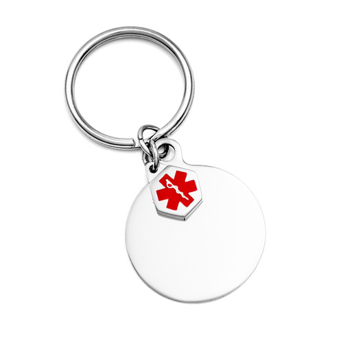Round Charm Engraved Medical Alert Keychain