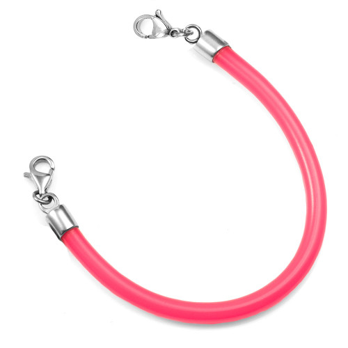 6.5 Inch Pink Rubber Bracelet with Lobster Clasps