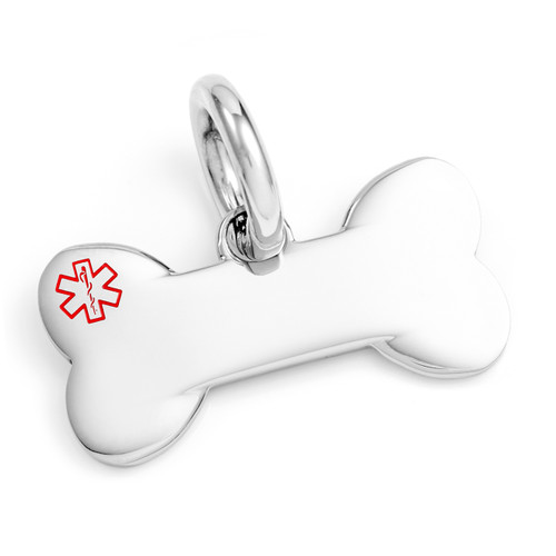 Medium Medical Polished Stainless Bone Pet ID Collar Tag