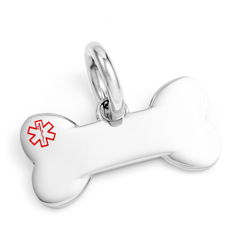 Small Medical Polished Stainless Bone Pet ID Collar Tag