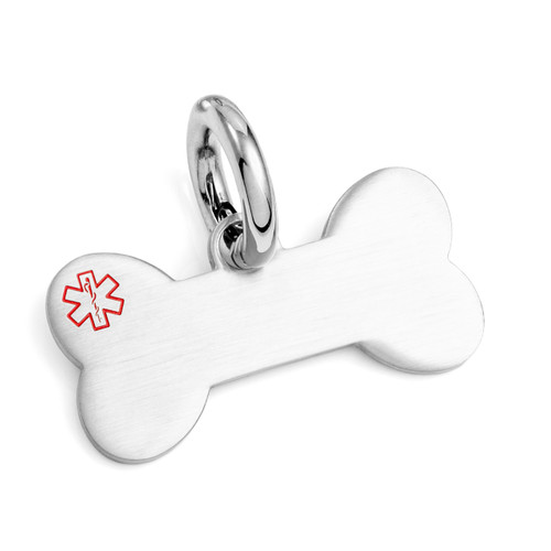 Small Medical Brushed Stainless Bone Pet ID Collar Tag