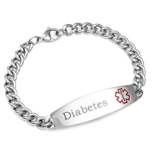 Large Curbed Link Diabetes Bracelets