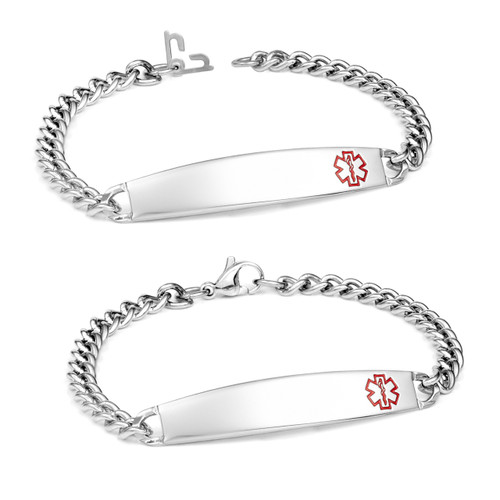 Slim Steel Medical Bracelets (Optional Safety Clasp)