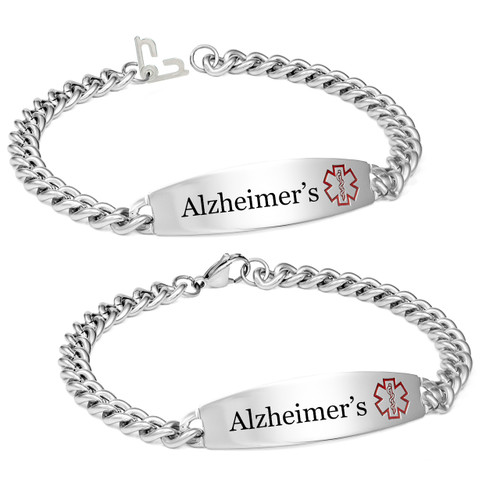 Wide Style Alzheimers Bracelet With Optional Safety Clasp