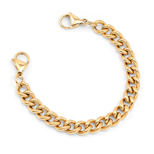 Six Inch Gold Plated Thick Curb Link Bracelet