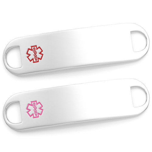 2 Inch Steel Red or Pink Medical Bracelet Tag
