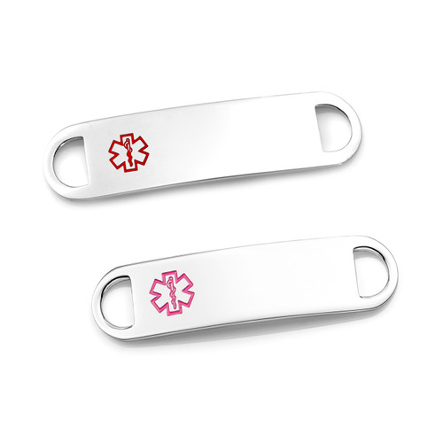 Pink and Red Polished Medical ID Alert Tags