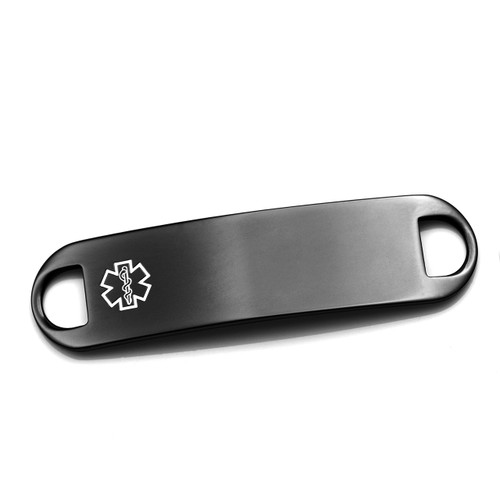 Black Steel Medical ID Bracelet Tag