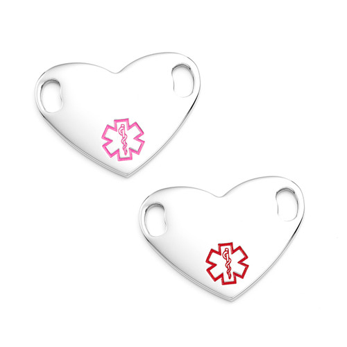 Colored Options Heart Shaped Medical Alert Tags