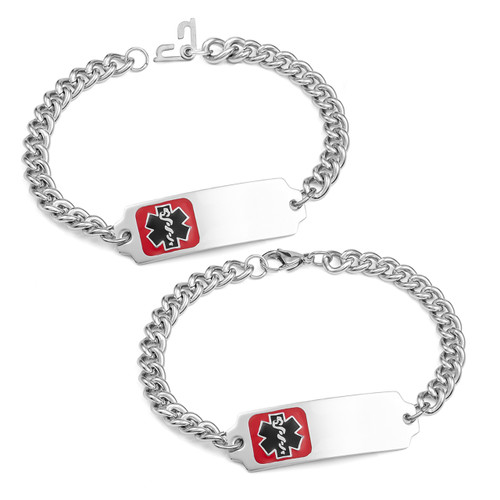 Stainless Steel Medical Bracelets (Optional Safety Clasp)