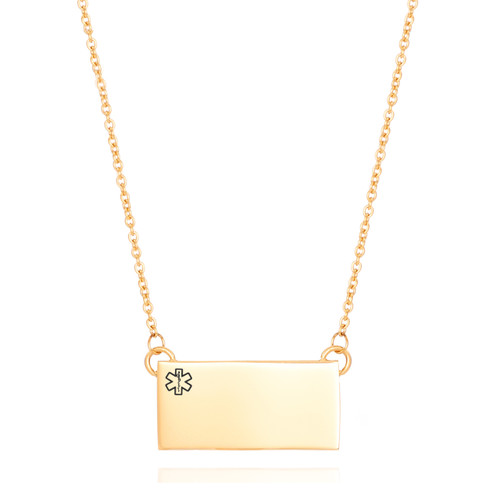 Gold Rectangle Medical ID Necklace