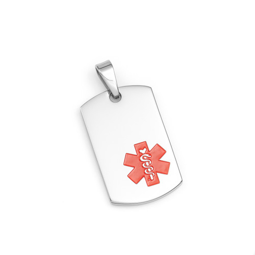 Stainless Medical Pendant Red Symbol