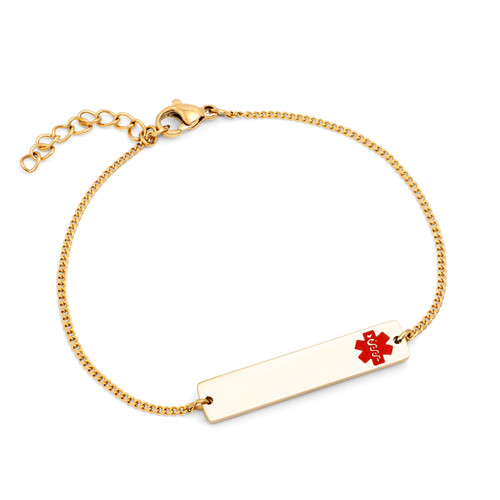 Adjustable Gold Bar Medical ID Bracelet