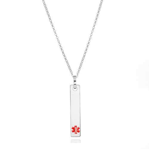 Slim Vertical Bar Medical ID Necklaces for Women