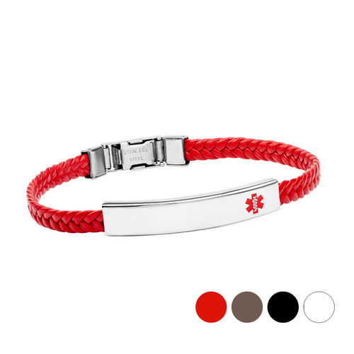 York Braided Leather Medical Bracelets