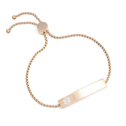 Rose Gold Bolo Medical Bracelet for Her