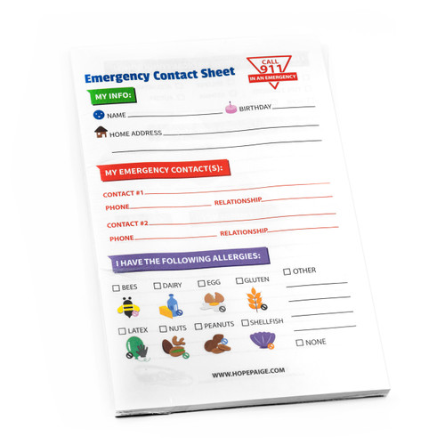In Case of Emergency Notepad - 50 Sheets per pad - HSKU:ICE-Notepad
