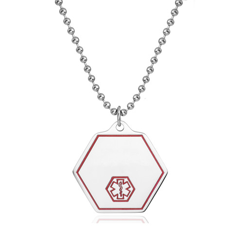 Oneida Small Medical Symbol Stainless Necklace Hexagon
