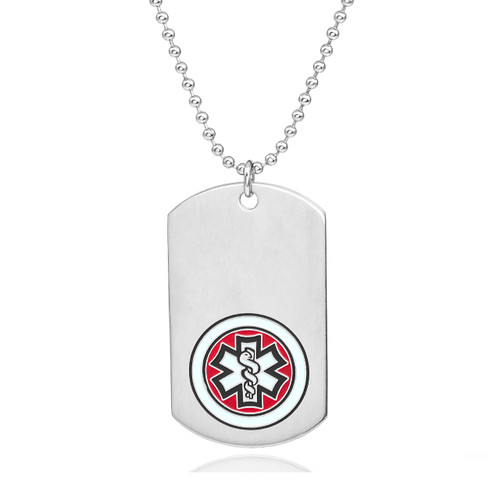 Oneida Medical ID Stainless Dog Tag Red Emblem