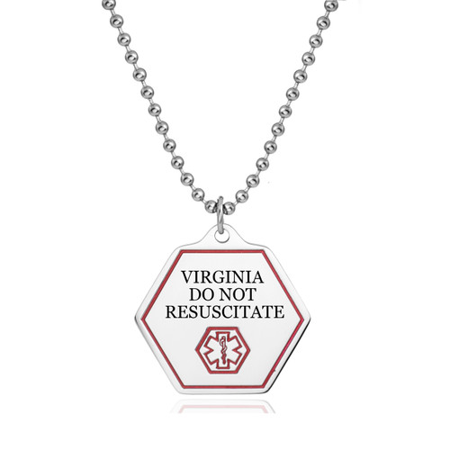 Virginia DNR Medical Alert Stainless Necklace 24 - 30 inch