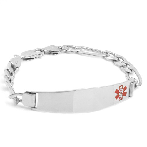 Sterling Silver Alert Bracelets Figaro Link
