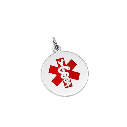 Sterling Silver Round Medical Alert Charm
