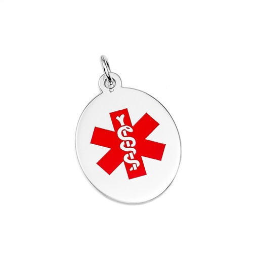 Sterling Silver Medical Alert Oval Medium Pendant