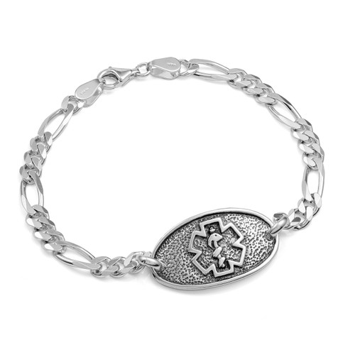 Antique Sterling Silver Medical Bracelet 8 inch
