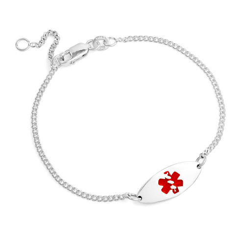 Adjustable Sterling Silver Medical ID Bracelet For Women