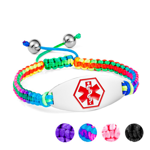 Drawstring Macrame Medical ID Bracelets
