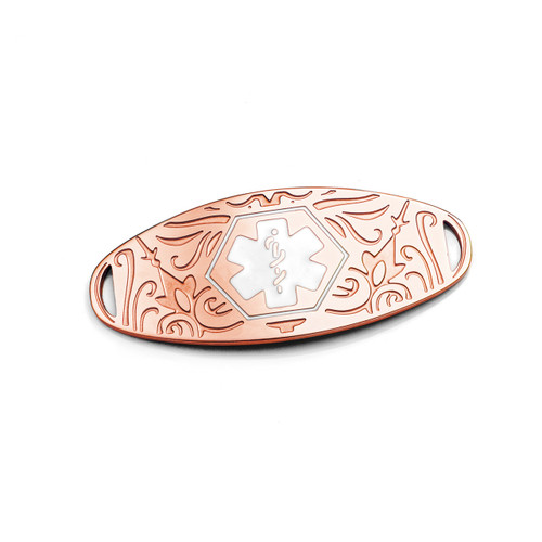 Rose Gold Floral Medical ID Bracelet Tag