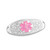 Fancy 3D Medical ID Tag with Pink Symbol Stainless-SEA7002, a silver stainless steel medical alert tag featuring a pink medical symbol and detailed floral engravings.